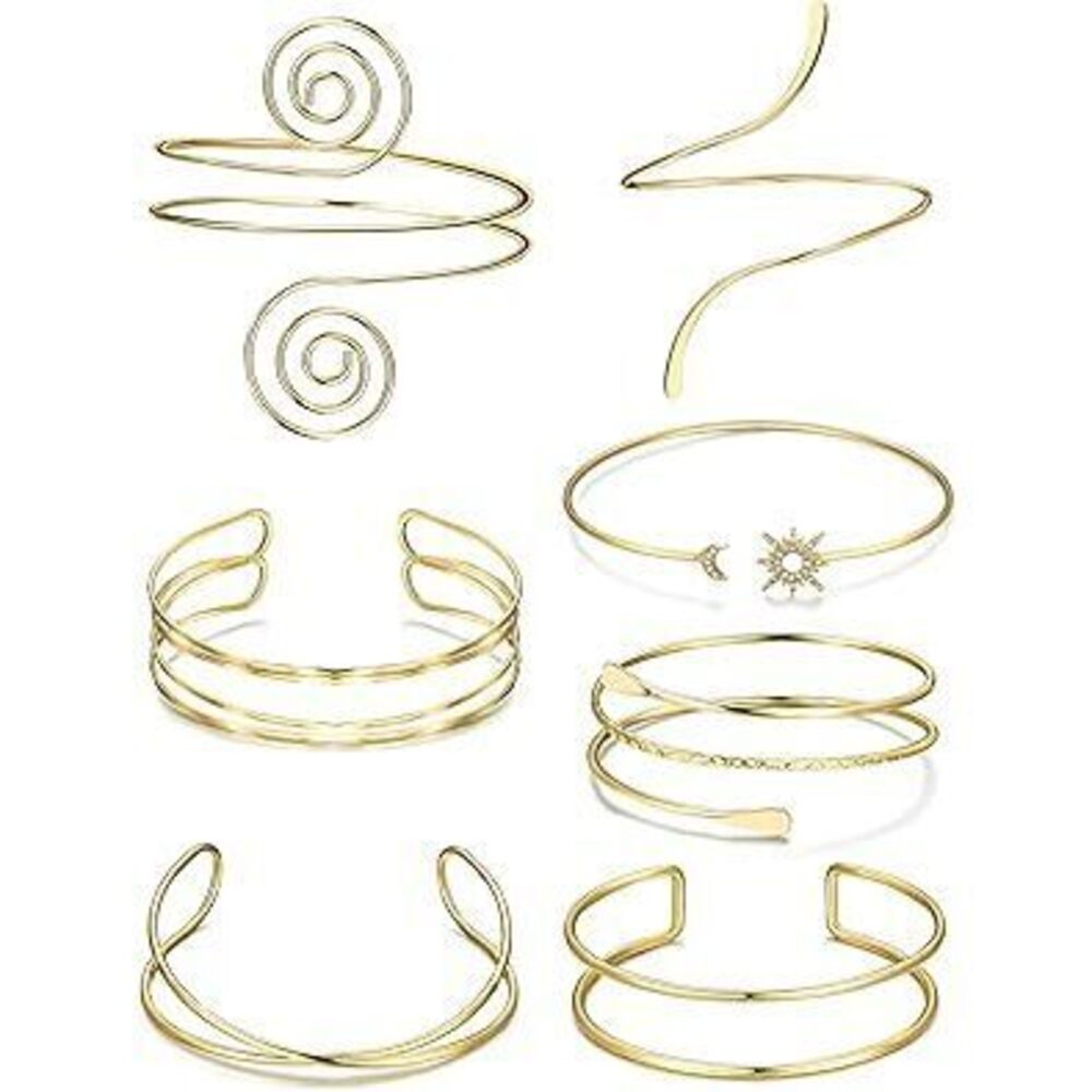 7 Pcs Arm Cuff Jewelry For Women Upper Arm Cuff Bangle Band Armlet Adjustable
